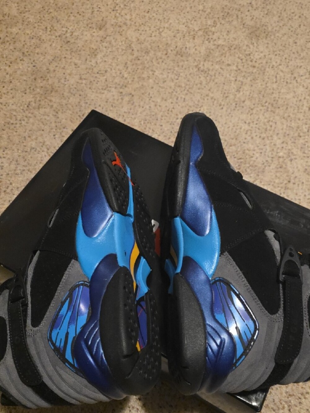 Nike Black and Gray High-Top Basketball Sneakers with Multicolor Tongue - Picture 4 of 5